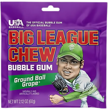 BIG LEAGUE CHEW - Bubble Gum Ground Ball Grape (Player #1) 60g